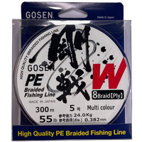 GOSEN 8 PLY VERSATILE BRAID LINE 300m MULTI COLOUR